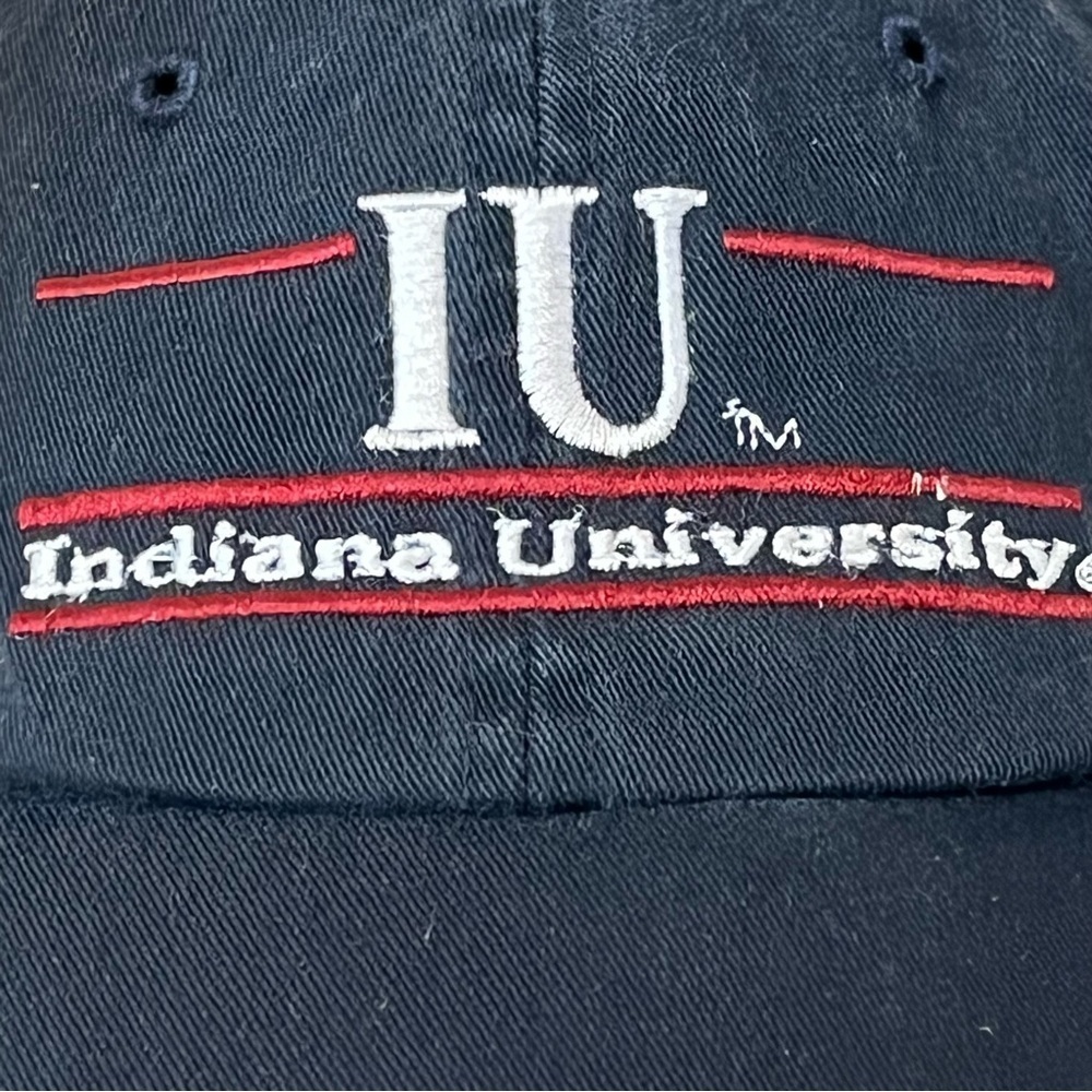 Indiana University Fitted Size 7-1/8 Navy Blue Cotton Ball Cap by The Game - Picture 14 of 15
